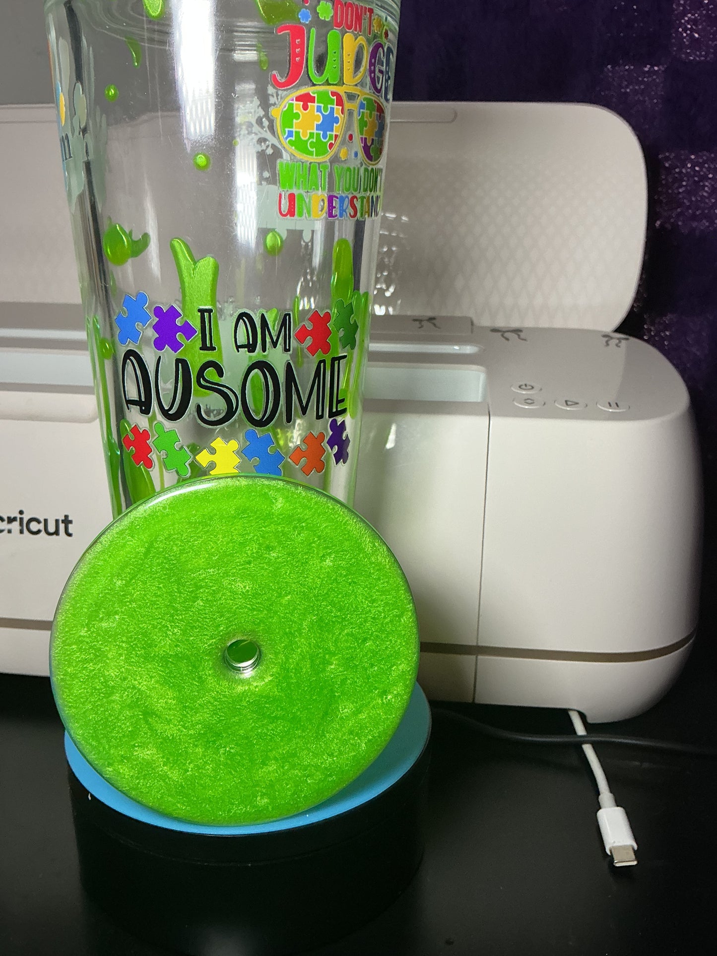 Neon Awareness “ peace, love autism “