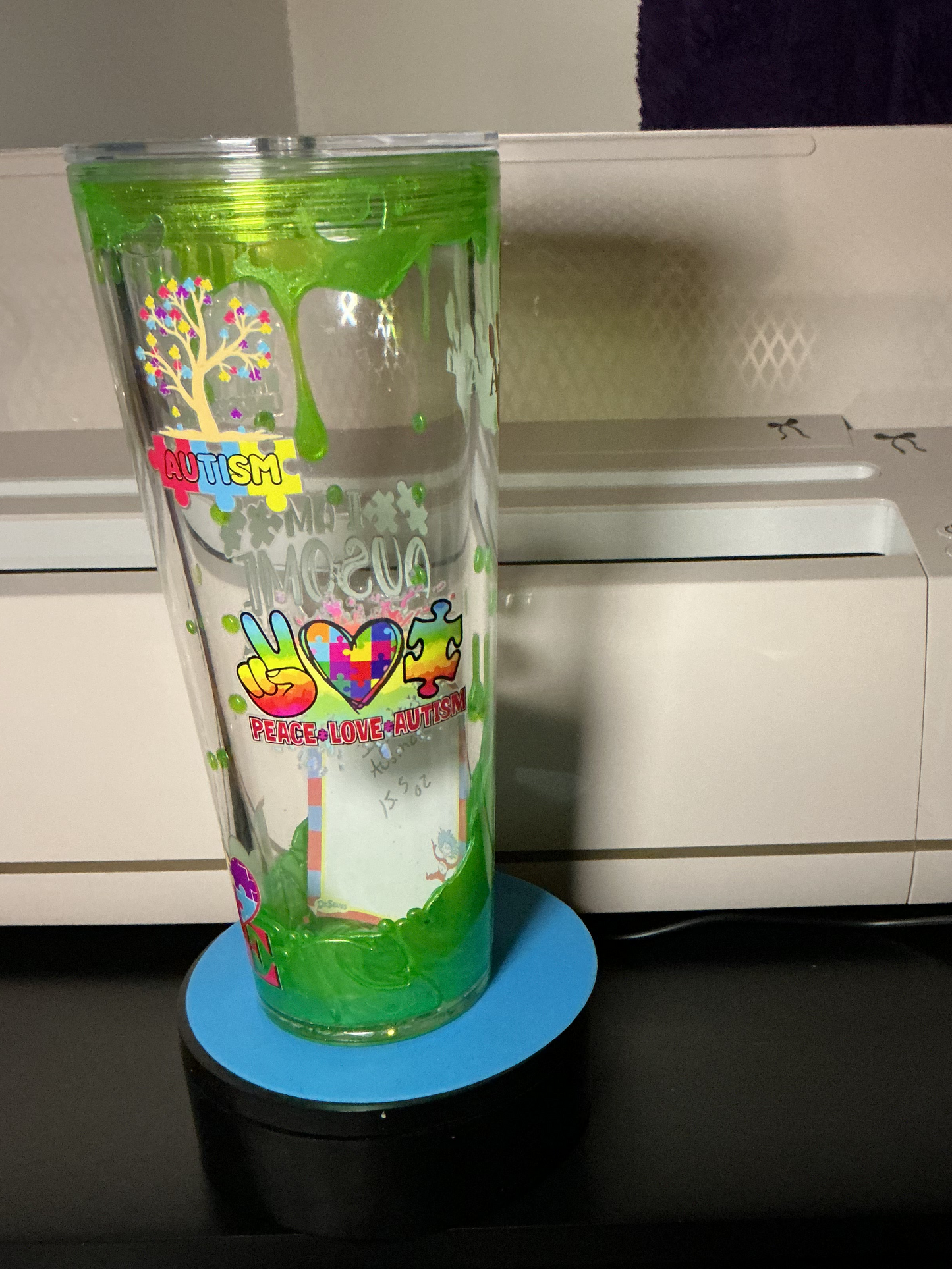 Neon Awareness “ peace, love autism “￼