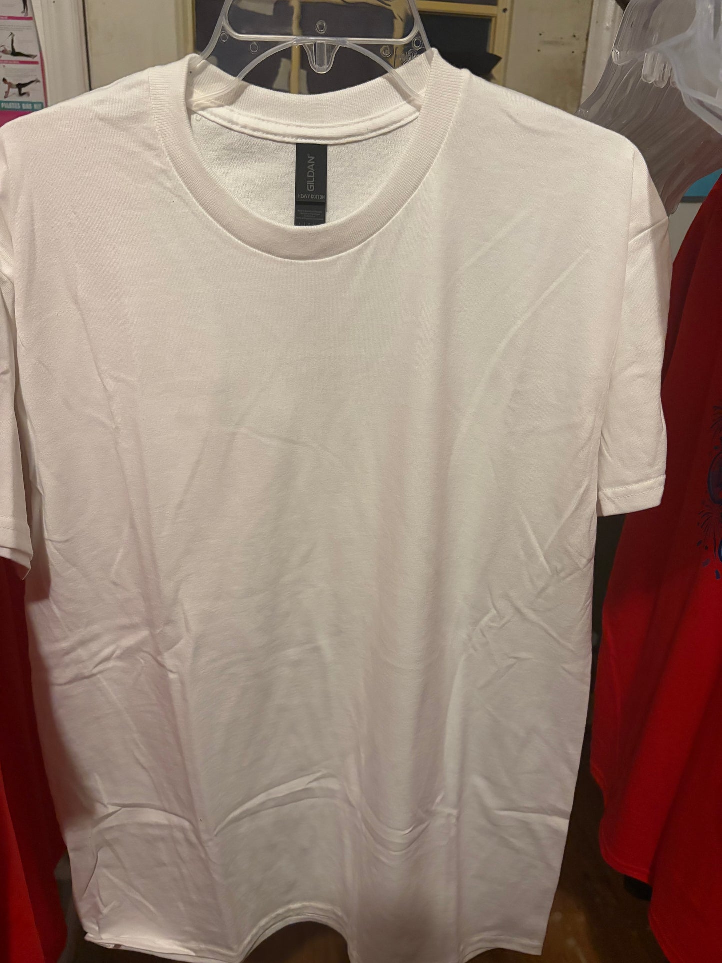 white (GILDAN) SIZE L